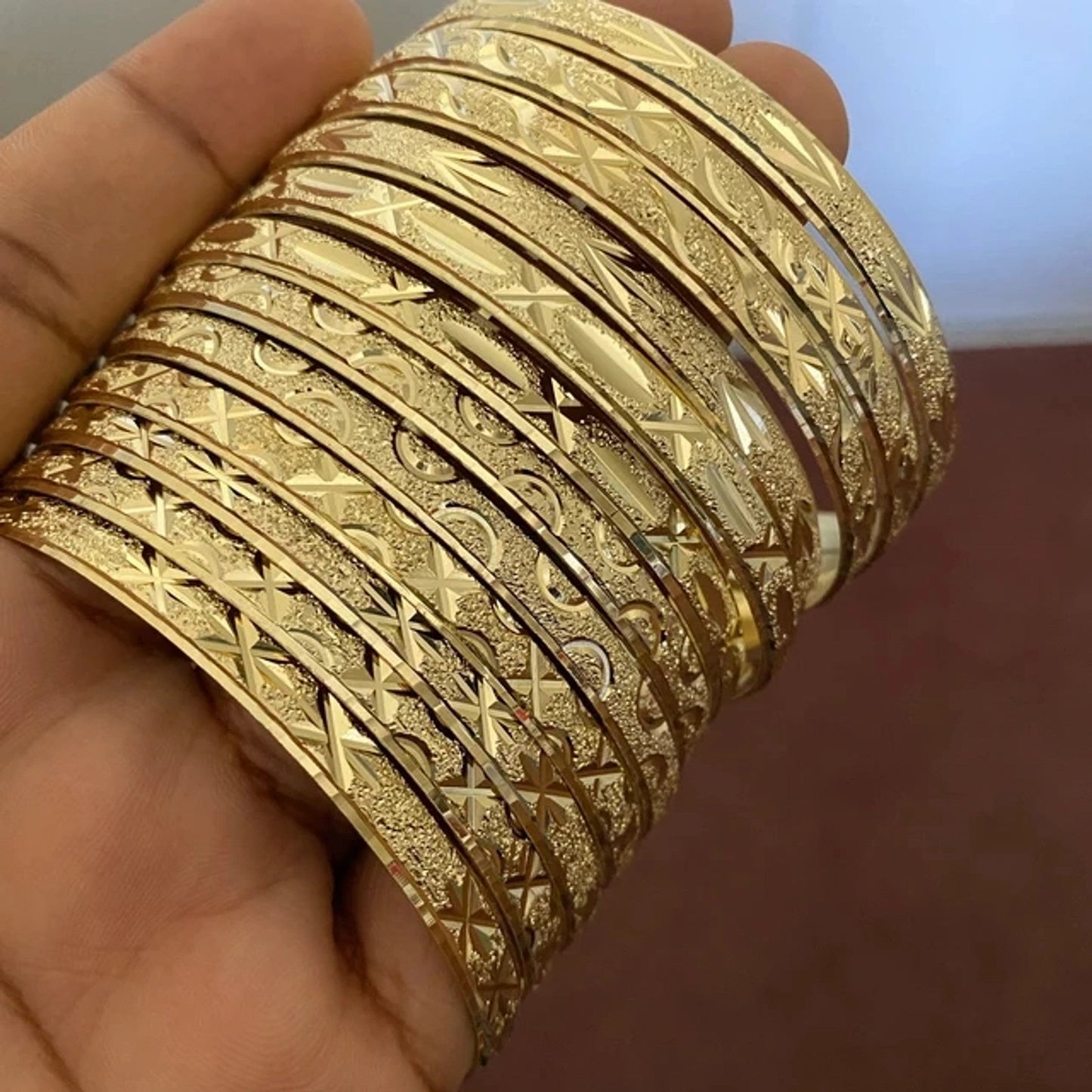 Golden Goddess – 22K Real Gold Plated 12Pc Slim Bridal Bangles Set Dolledlife