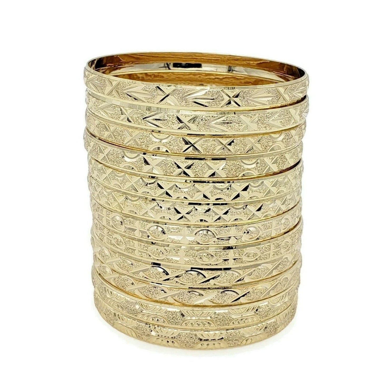 Golden Goddess – 22K Real Gold Plated 12Pc Slim Bridal Bangles Set Dolledlife
